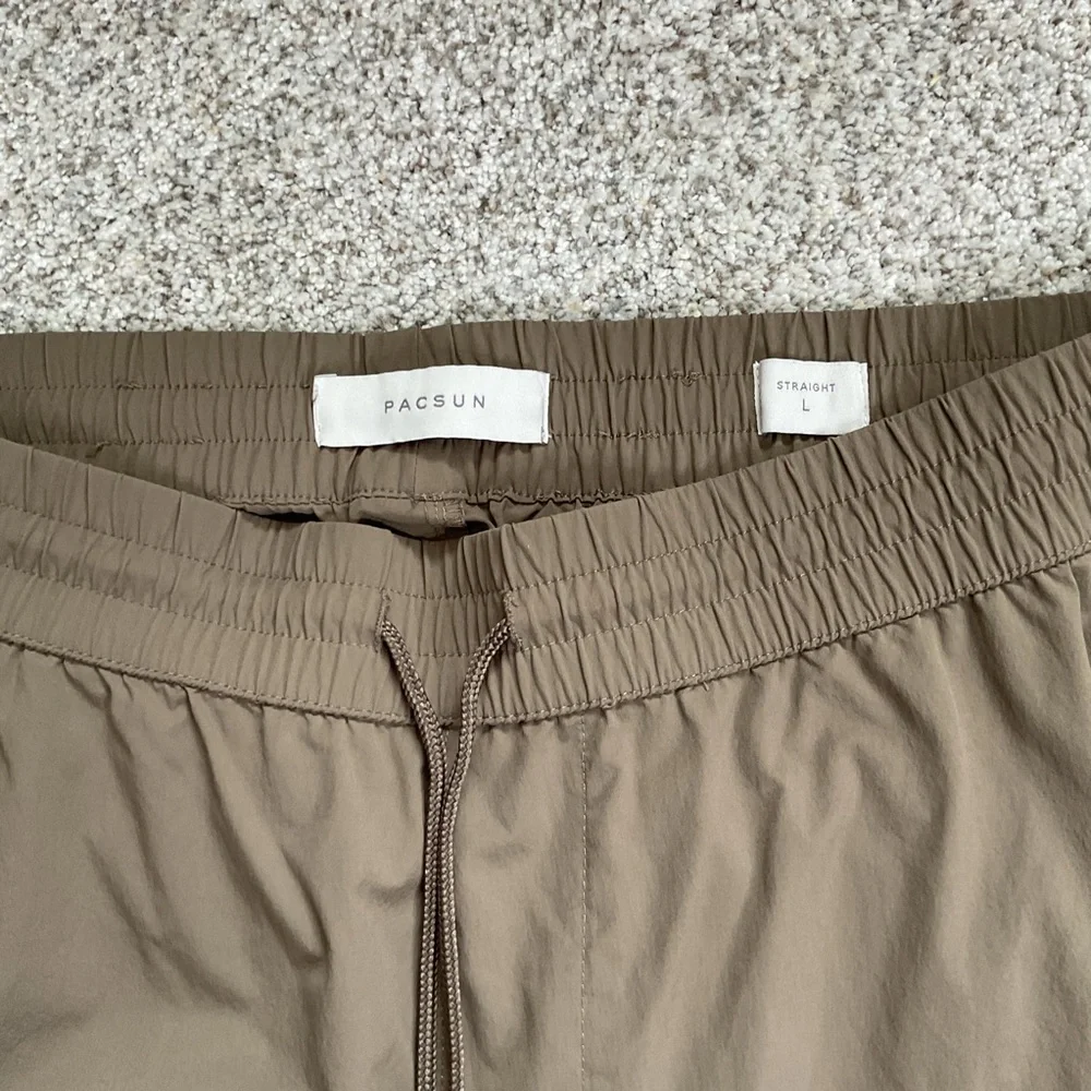 Men's PacSun Tan Straight Cargo Utility Pants Stretch Drawstring Comfort Size L - Picture 4 of 10